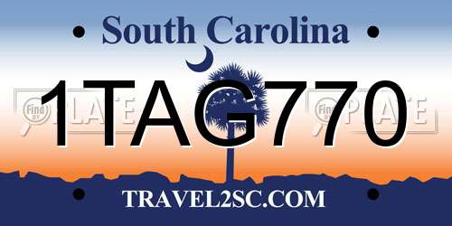 1TAG770 South Carolina License Plate
