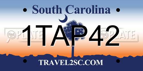 1TAP42 South Carolina License Plate