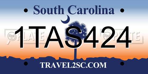 1TAS424 South Carolina License Plate