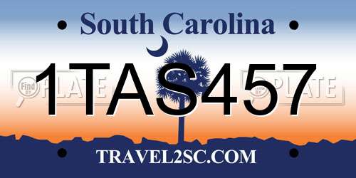 1TAS457 South Carolina License Plate