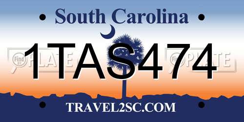 1TAS474 South Carolina License Plate