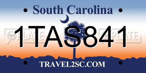 1TAS841 South Carolina License Plate