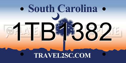 1TB1382 South Carolina License Plate