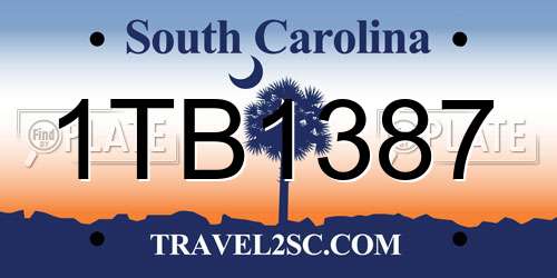 1TB1387 South Carolina License Plate