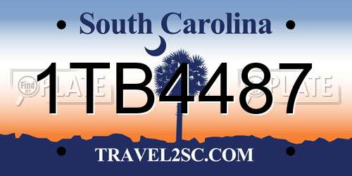 1TB4487 South Carolina License Plate