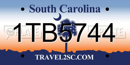 1TB5744 South Carolina License Plate