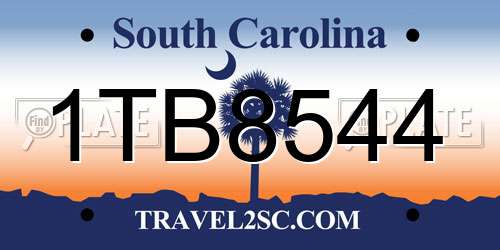 1TB8544 South Carolina License Plate