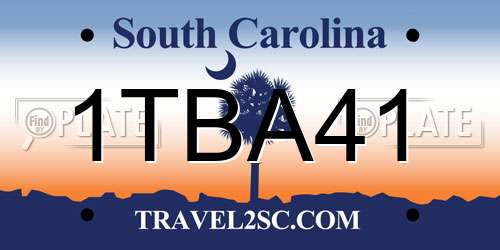 1TBA41 South Carolina License Plate