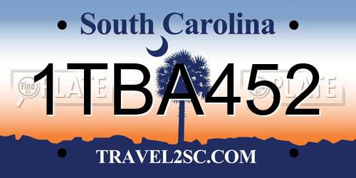1TBA452 South Carolina License Plate