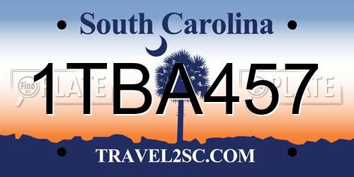 1TBA457 South Carolina License Plate
