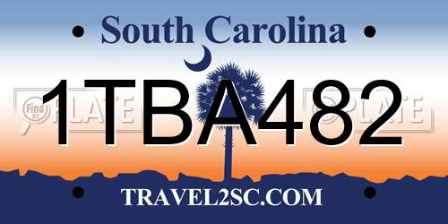 1TBA482 South Carolina License Plate