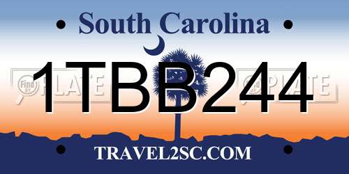 1TBB244 South Carolina License Plate