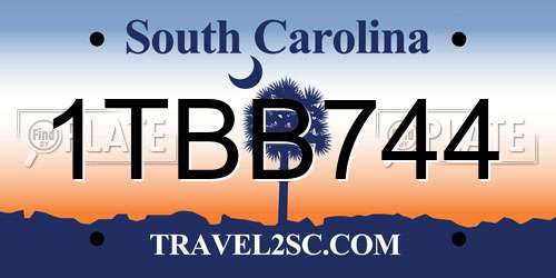 1TBB744 South Carolina License Plate