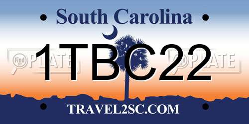 1TBC22 South Carolina License Plate