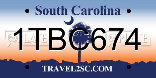1TBC674 South Carolina License Plate