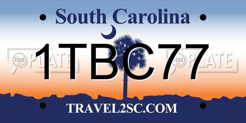 1TBC77 South Carolina License Plate