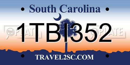 1TBI352 South Carolina License Plate