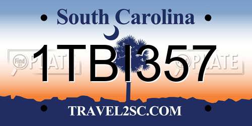 1TBI357 South Carolina License Plate