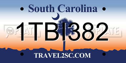 1TBI382 South Carolina License Plate