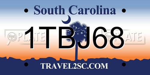 1TBJ68 South Carolina License Plate