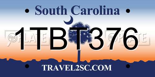 1TBT376 South Carolina License Plate