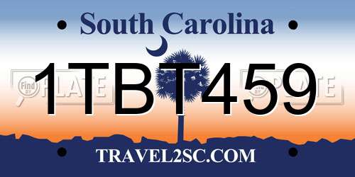 1TBT459 South Carolina License Plate