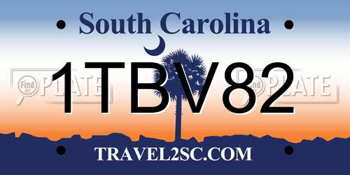 1TBV82 South Carolina License Plate