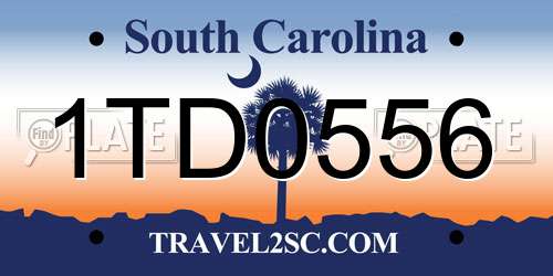 1TD0556 South Carolina License Plate