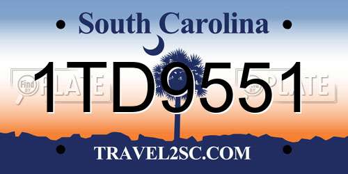 1TD9551 South Carolina License Plate