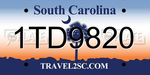 1TD9820 South Carolina License Plate