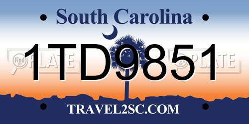 1TD9851 South Carolina License Plate