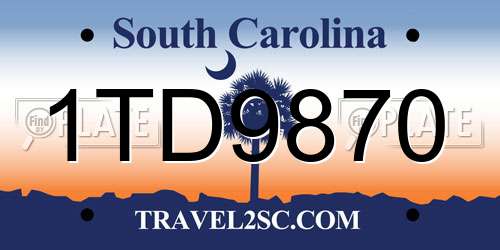 1TD9870 South Carolina License Plate