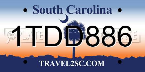 1TDD886 South Carolina License Plate