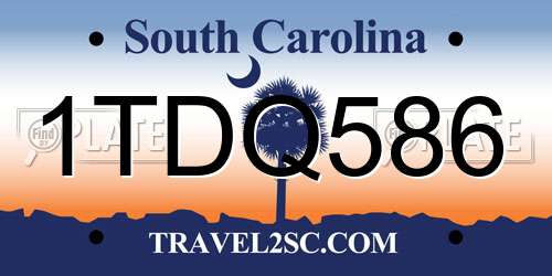 1TDQ586 South Carolina License Plate