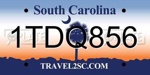 1TDQ856 South Carolina License Plate