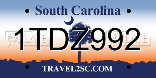 1TDZ992 South Carolina License Plate