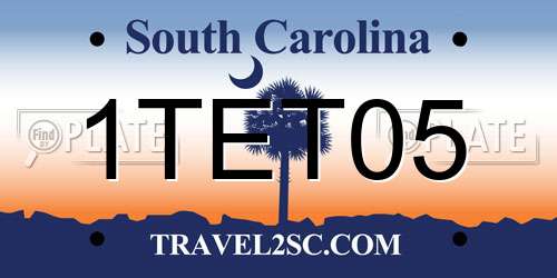 1TET05 South Carolina License Plate