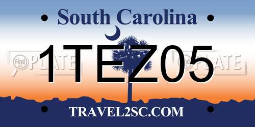 1TEZ05 South Carolina License Plate