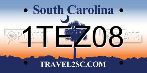 1TEZ08 South Carolina License Plate