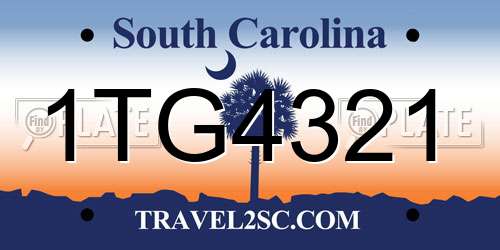 1TG4321 South Carolina License Plate