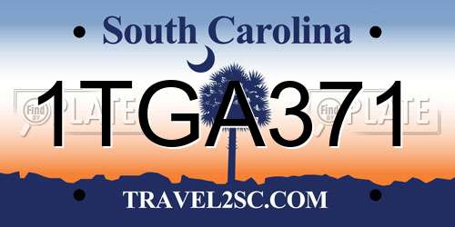 1TGA371 South Carolina License Plate