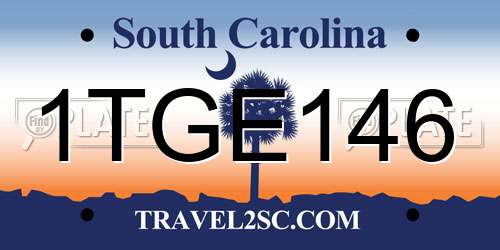 1TGE146 South Carolina License Plate