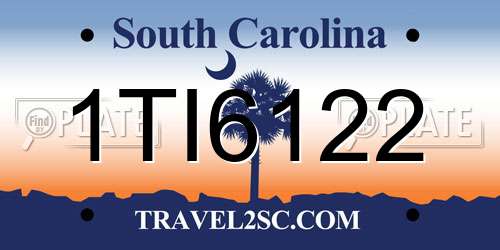 1TI6122 South Carolina License Plate