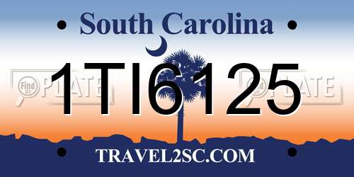 1TI6125 South Carolina License Plate