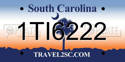 1TI6222 South Carolina License Plate
