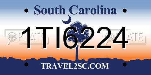 1TI6224 South Carolina License Plate