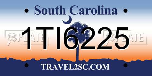 1TI6225 South Carolina License Plate