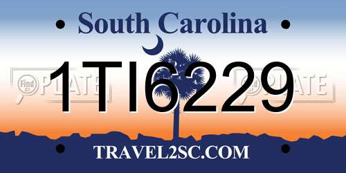1TI6229 South Carolina License Plate