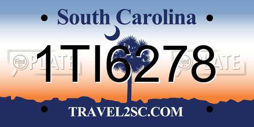 1TI6278 South Carolina License Plate