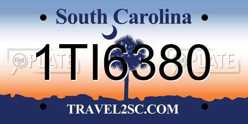1TI6380 South Carolina License Plate